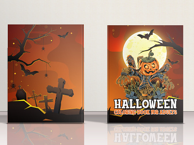 👉Halloween Coloring Book For Adults. amazon coloring book coloring pages creepy design graphic design halloween halloween party kdp vector