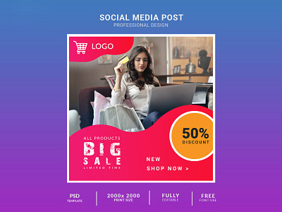 Discount social media design Template With instagram