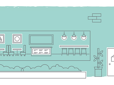 Hotel Coffee Shop asset creation hotel illustration lines