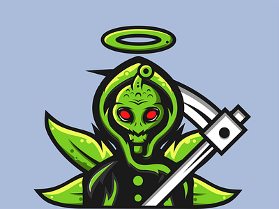 Green Alien Leaf Death Angel alien angel artwork branding death death angel design graphic design green illustration leaf mascot nft nft art vector