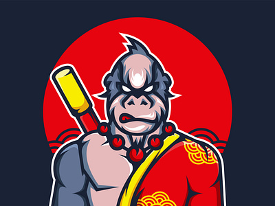 Monkey Warrior artwork branding design graphic design illustration logo mascot monkey nft nft art vector warrior