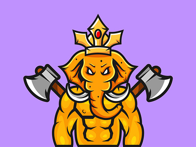 Elephant Warrior Ax with Crown animation artwork ax branding crown design elephant esport graphic design illustration logo mascot nft nft art vector warrior