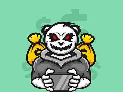 Crazy Panda with Money animation artwork branding crazy design esport graphic design illustration logo mascot money nft nft art panda vector