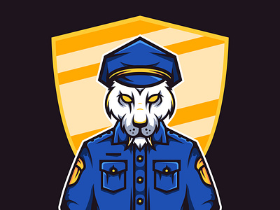 Tiger Police 3d animation artwork badge branding design graphic design illustration logo mascot motion graphics nft nft art police tiger vector