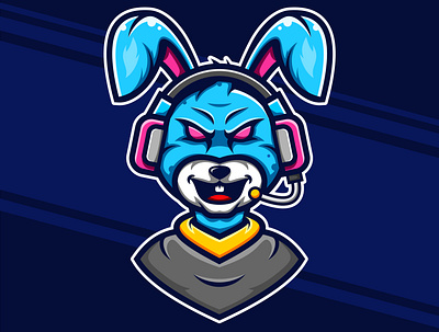 Rabbit With Headset Game animation artwork branding design graphic design headset illustration logo mascot rabbit vector