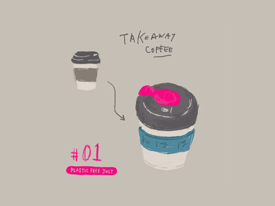 Plastic Free July 01 Takeaway Coffee coffee daily illustration design everyday illustration plasticfreejuly takeawaycoffee