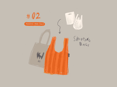 Plastic Free July 02 Shopping Bags daily illustration design everyday illustration noplastic plasticfreejuly shoppingbags