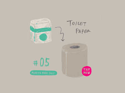 Plastic Free July 05 Toilet Paper daily illustration design everyday illustration noplastic plasticfreejuly toiletpaper