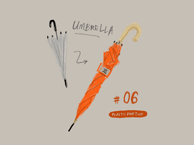 Plastic Free July 06 Umbrella daily illustration design everyday illustration noplastic plasticbottle plasticfreejuly umbrella