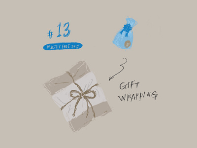 Plastic Free July 13 - Gift wrapping daily illustration design everyday gift giftwrapping illustration noplastic plasticfreejuly zerowastewrapping