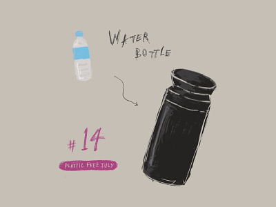 Plastic Free July 14 - Water bottle coffee daily illustration design everyday illustration kinto kintojapan noplastic plasticfreejuly water waterbottle