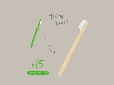 Plastic Free July 15 - Tooth brush bamboo bambootoothbrush daily illustration design everyday illustration noplastic plasticfreejuly toothbrush