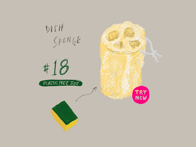 Plastic Free July 18 - Dish sponge daily illustration design dishsponge everyday illustration kitchensponge noplastic plasticfreejuly recycle