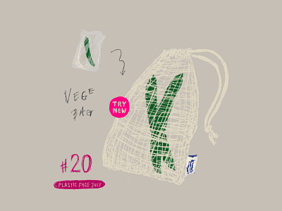 Plastic Free July 20 - Veggie bag daily illustration design ecobag everyday illustration meshbag noplastic plasticfreejuly vegebag