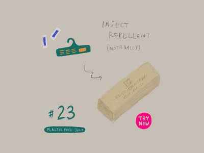 Plastic Free July 23 - Insect repellent (mothball) camphortree daily illustration design everyday illustration insectrepellent japanesewood mothballs noplastic plasticfreejuly