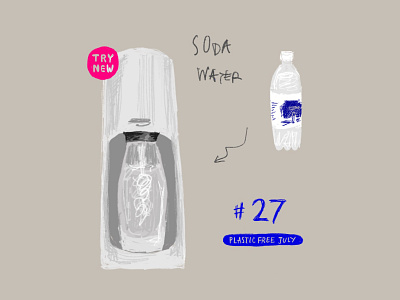 Plastic Free July 27 - Soda water daily illustration design everyday illustration noplastic plasticfreejuly sodawater sparklingwater