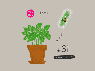 Plastic Free July 31 - Herbs daily illustration design everyday herbs illustration kitchengarden noplastic plasticfreejuly