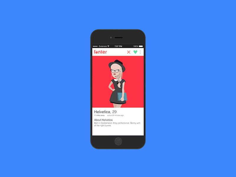 Fonter: Tinder for Fonts humor illustration tinder ui