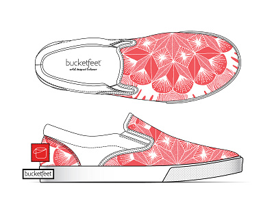 Melon Mandala - Bucketfeet! bucketfeet geometry japanese mandala pattern red shoes sneakers spiral white