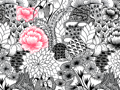 Floral pattern in progress botanical chrysanthemum floral flowers japanese motif japanese pattern japanese textile pattern peony surface design textile design
