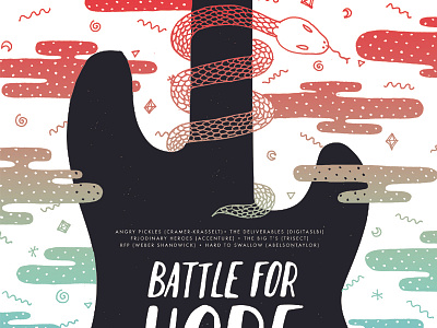 Battle of the Bands band poster clouds gig poster gradient illustration pattern pattern illustration serpent snake textile design
