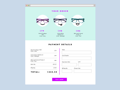 Daily UI Challenge 002 - Credit Card Checkout credit card checkout daily ui 002 dailyui002 emoji glasses purple ui design ux design web design