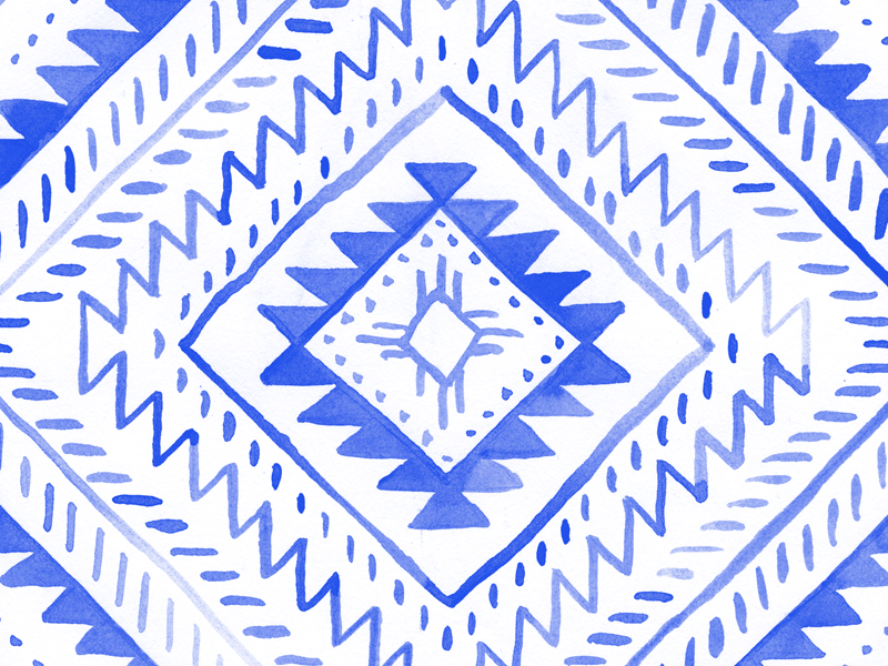 Geometric Watercolor Textile Design blue coral ethnic geometric gouache mint pattern purple textile textile design watercolor