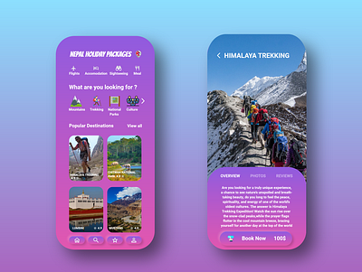 Travel App adobexd app app design daily ui challenge digital gradient holiday mountains nepal neumorphic neumorphism travel travel agency travel app traveling ui ui design ux visit nepal