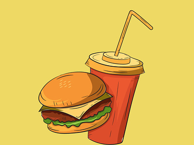 Food illustration absrtact art banner branding burger calm color cool design drinks food graphic design illustration logo pipe retro ui vector