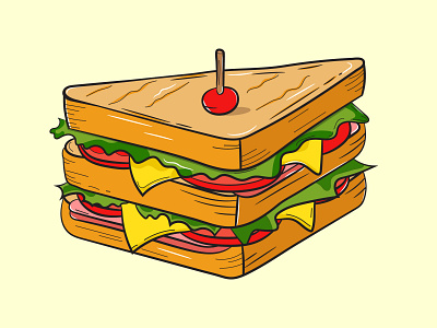 sandwich illustration absrtact art branding cheese delicious design graphic design hand drawn illustration ingredient retro vector
