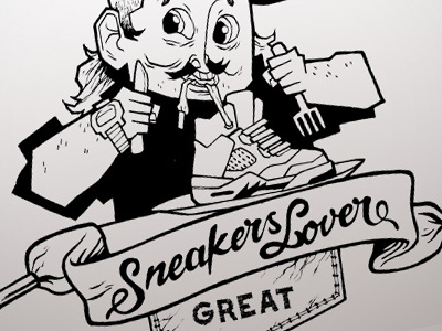 Sneakers 3 black great illustration ink sneakers white