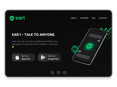 Ear1Social app homepage concept homepage landing page socialapp