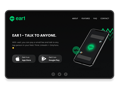 Ear1Social app homepage concept