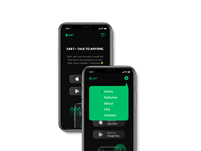 Ear1Social app homepage concept (mobile)