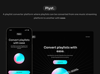 Plylst (A Cross Platform Playlist converter) design music product design spotify ui ux website
