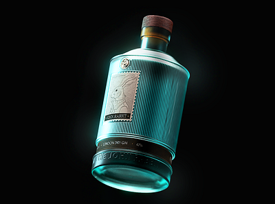 Gin "John Rabbit" 3d bottle cinema 4d design illustration label package