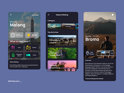 Malang Travel App app blue home indonesia malang mobile ui rental app travel travel app traveling trip ui