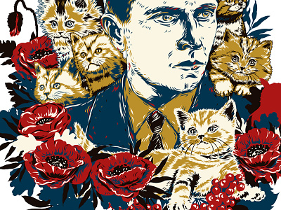 T-shirt illustration flowers illustration kittens portrait ukraine