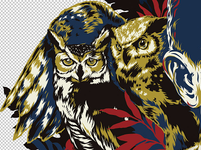 "Owls"- t-shirt design detail character design draw illustration