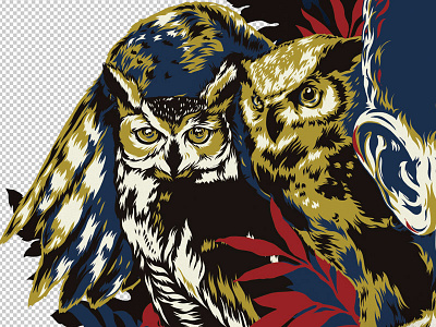 "Owls"- t-shirt design detail