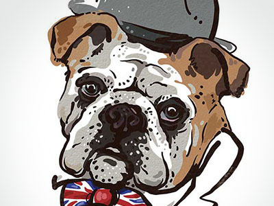 LONDON Coffee House postcard hero dog illustration postcard