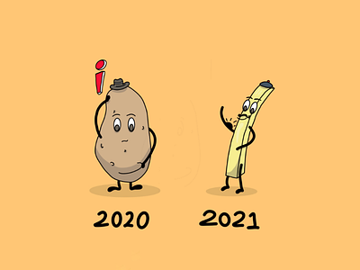 Resolution 2021🎉🎉🎉 2021 foodpun frenchfries illustration potato