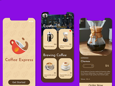 Coffee Shop Mobile Application adobe illustrator appdesigner branding coffee coffee shop figma graphic prototype ui ui design ux vector