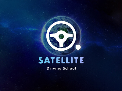 Logotype Driving School auto car driving helm logo logotype rudder satellite school space sputnik сomet