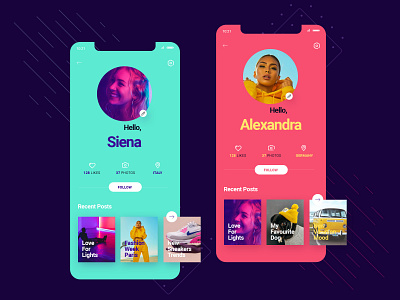 Profile concepts for a dating app dating app