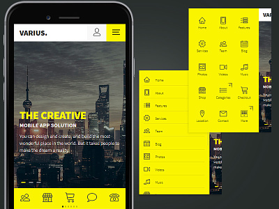 Varius Menus mobile app design mobile menus mobile template varius menu variation