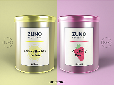 ZUNO Fruit Tea Tins branding design element identity branding logo presentation design print design product design typography vector