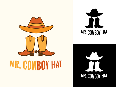 Mr. Cowboy Hat branding design element flat icon identity branding logo print design typography vector