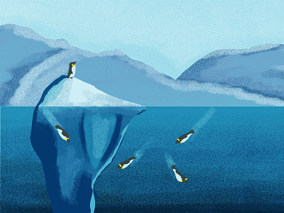 Icebergs and Penguins adobe photoshop digitalart illustration landscape