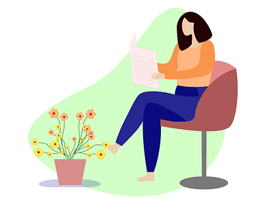 Girl reading Newspaper activity design figmadesign girl character girl illustration icon vector illustration vector design vector icon vector illustration vectorart